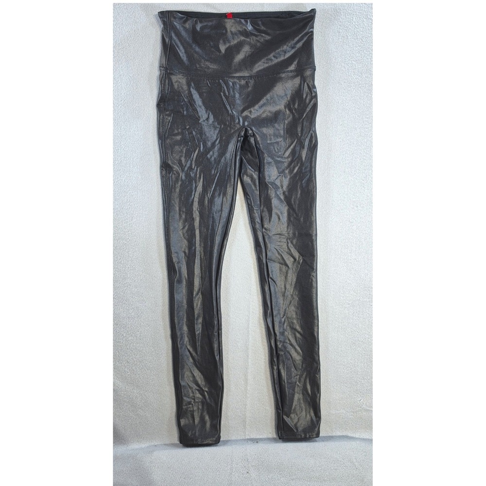 Spanx Faux Leather Edgy Moto Leggings Medium Black Streetwear Chic High Waist